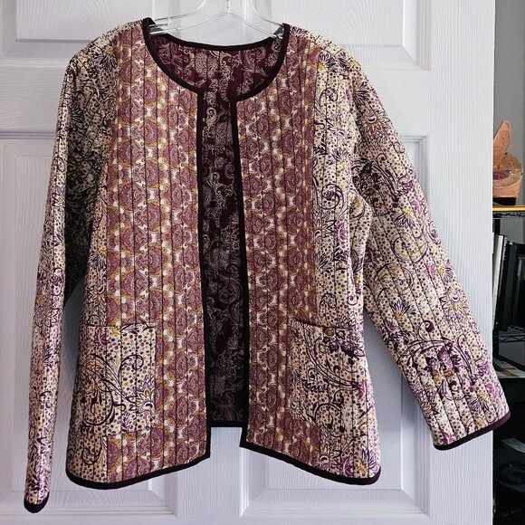 Pure Jill J Jill Jacket Women PL Paisley Reversible Quilted Almond Folklore Boho - Picture 2 of 7